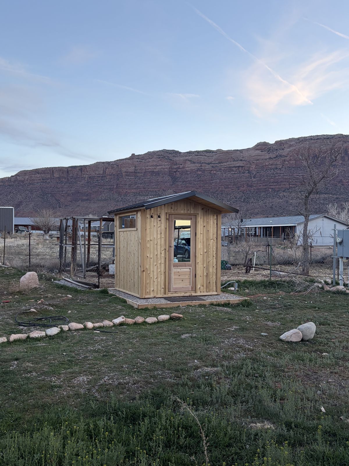 Cedar sauna installation